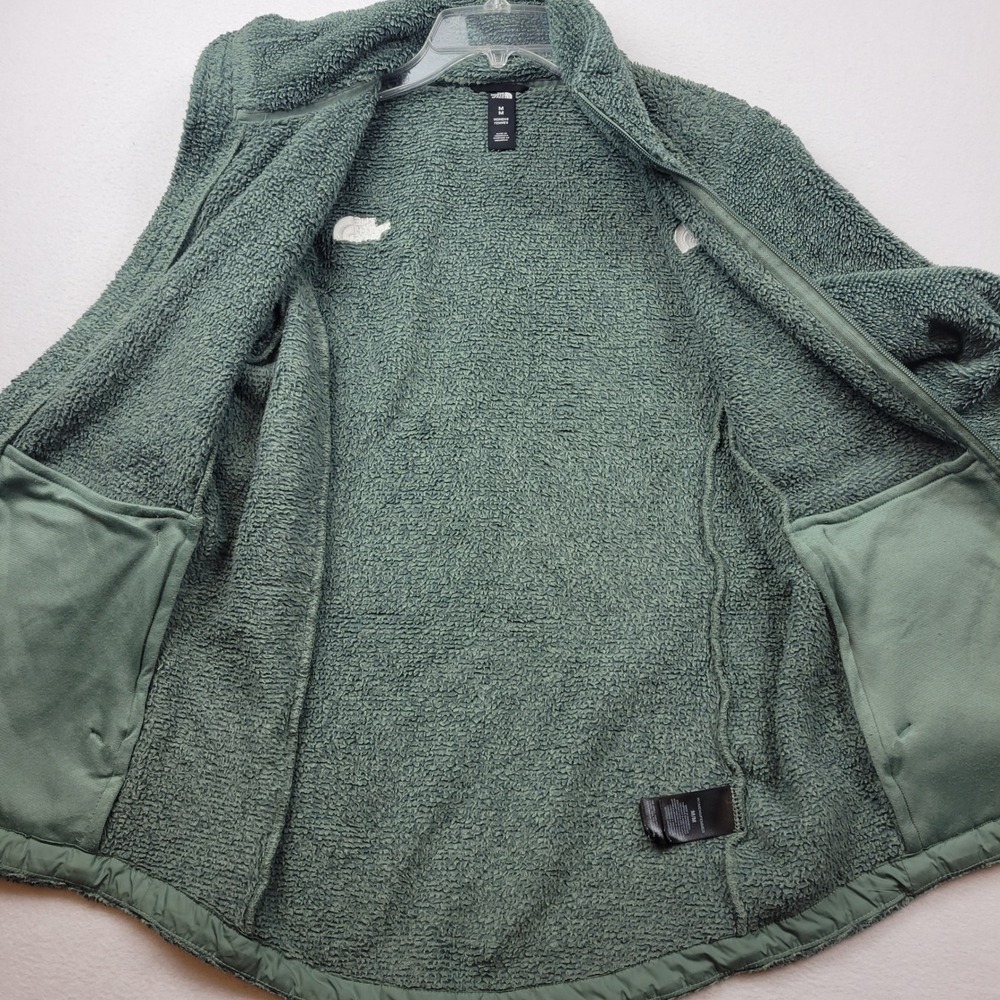North Face Osito Jacket Women‎ Medium Green Fuzzy Fleece Teddy Full Zip Hike - Picture 7 of 15
